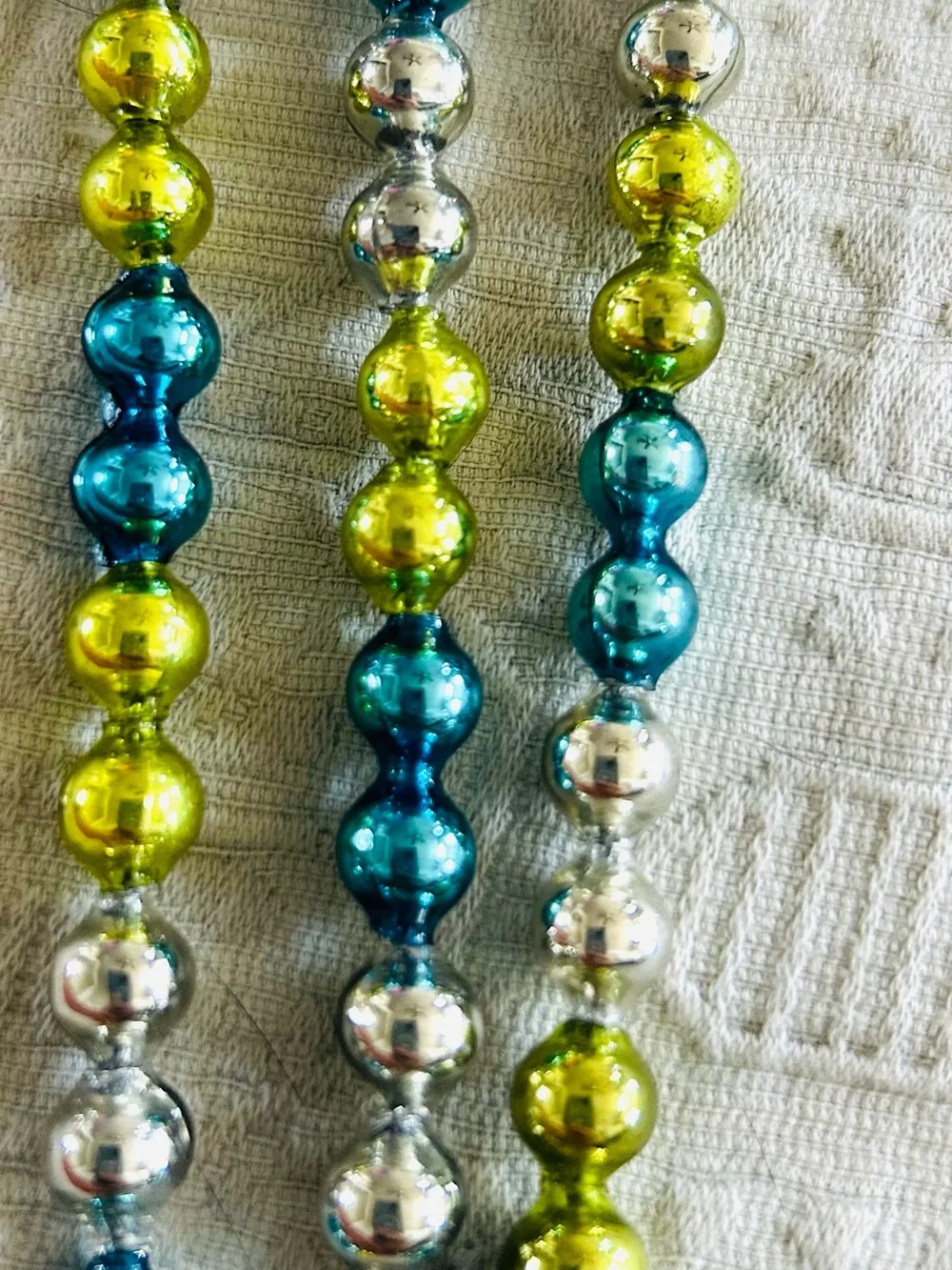 🎄 Vintage repurposed mercury glass bead candy cane holiday Christmas ornaments